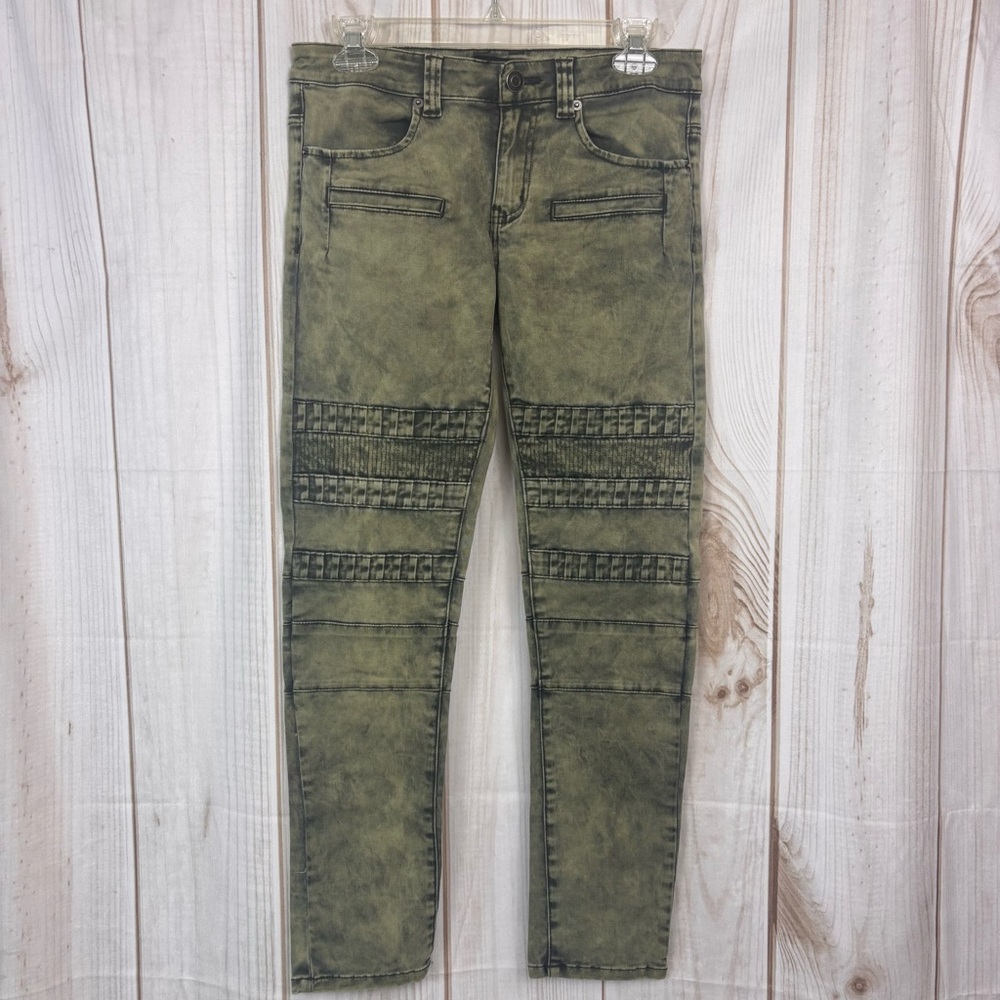 CJ Black Premium Mens Skinny Jeans Distressed Moto Biker Pants Green Sz 28x30